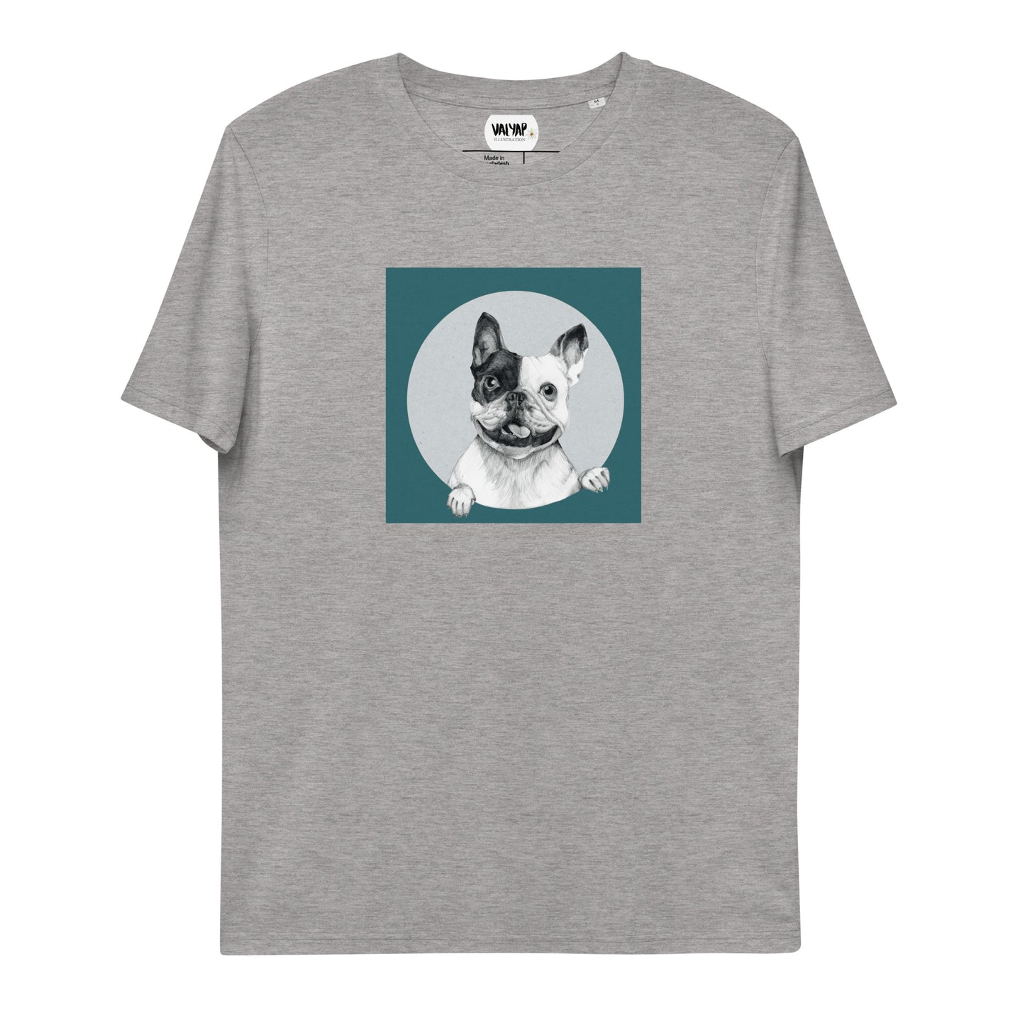 Pug Dog Illustartion Unisex Organic Cotton T-shirt