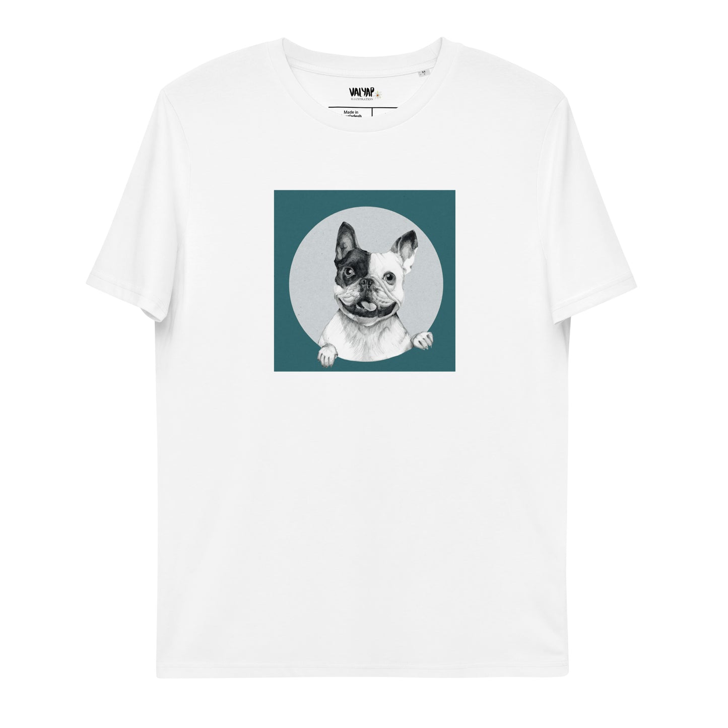 Pug Dog Illustartion Unisex  Organic Cotton T-shirt